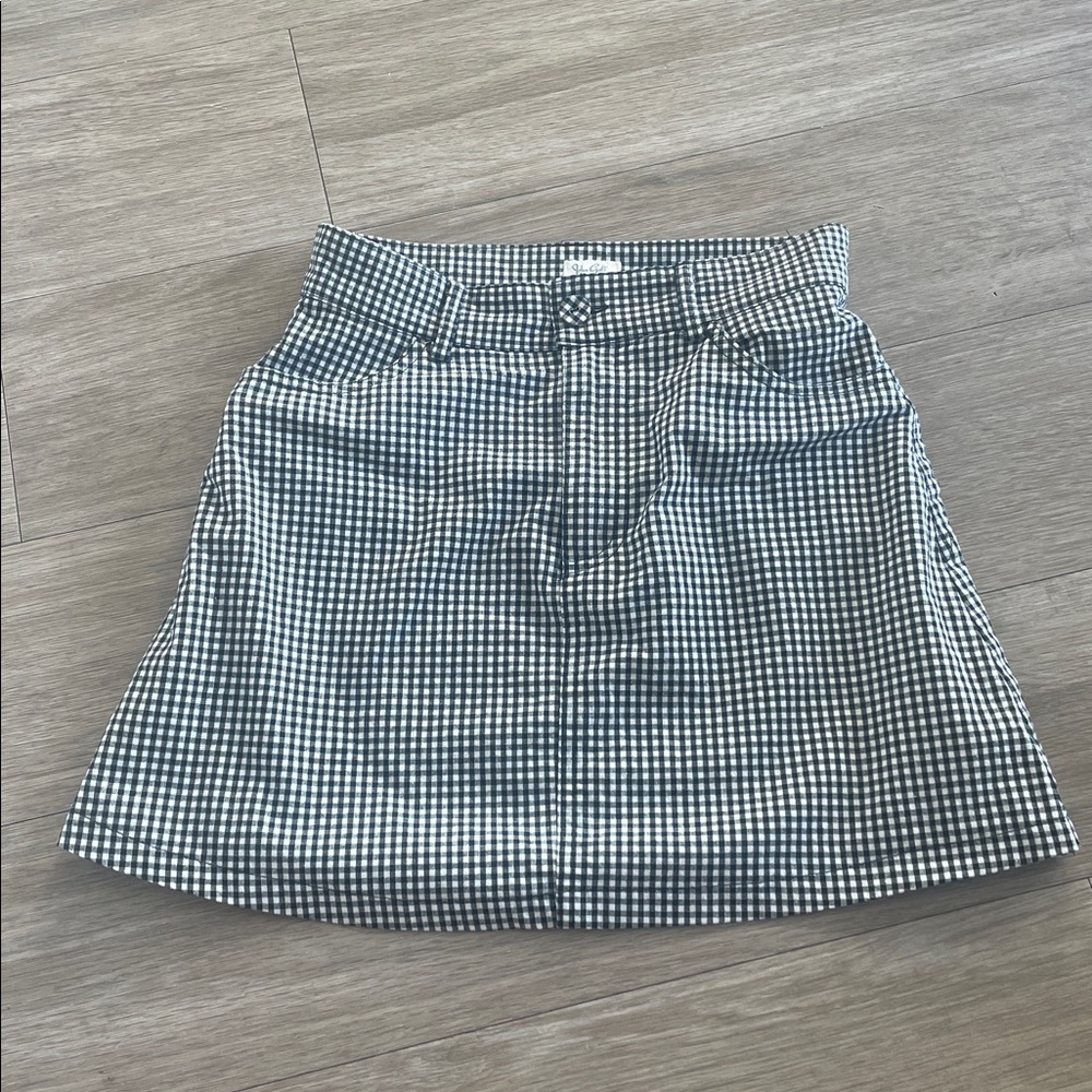 Brandy Melville John Galt Mini Skirt OS XS Black White Gingham Plaid - Picture 3 of 5